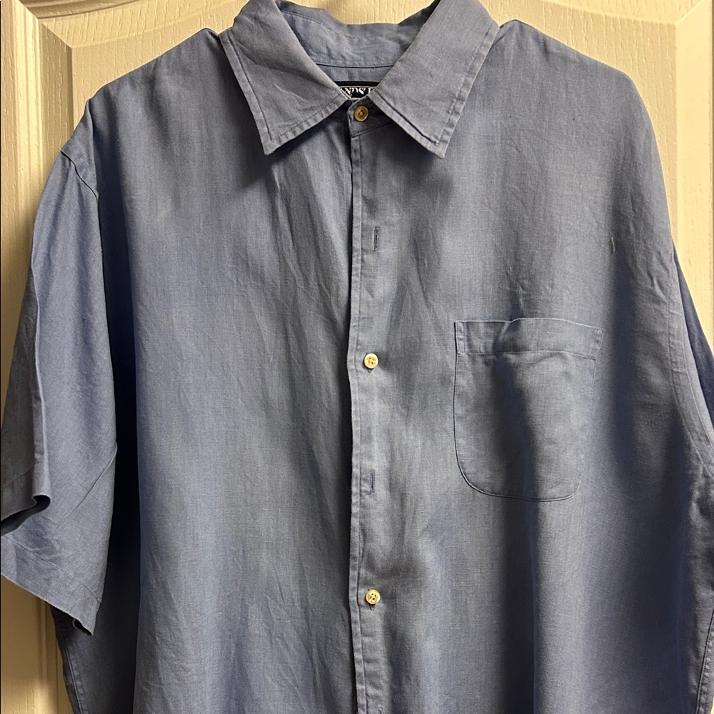 Men's Blue Linen Casual Shirt